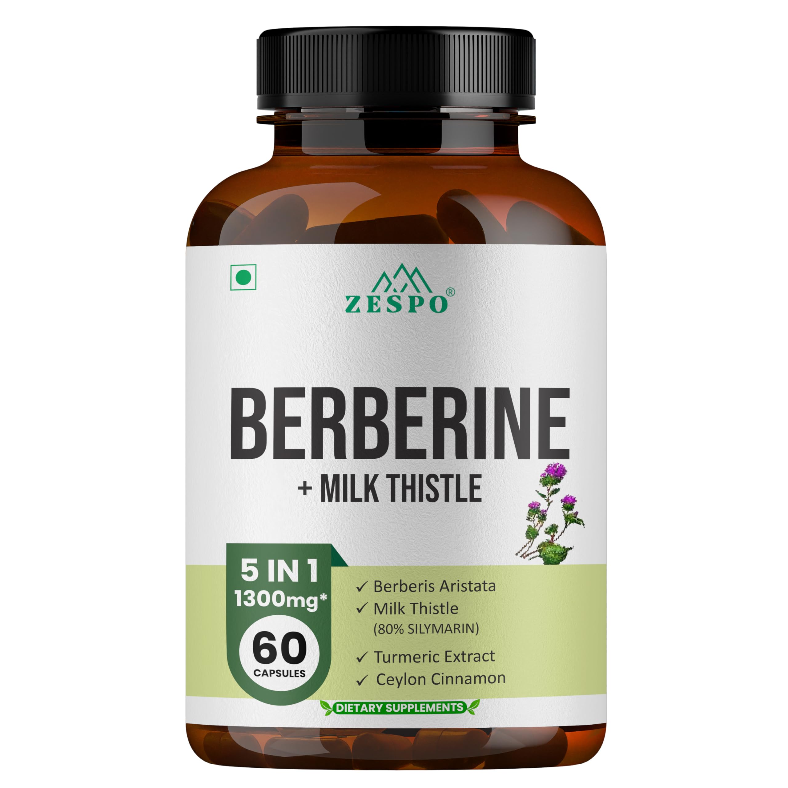 Zespo BERBERINE - Enhanced Formula with Milk Thistle, Turmeric & Cinnamon for Metabolic and Liver Support