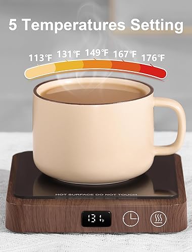 Miniatura 3 de Rigstne Calentador de taza de café  Calentador de tazas portátil de 20 W para escritorio, calentador de taza de café con apagado automático, plato