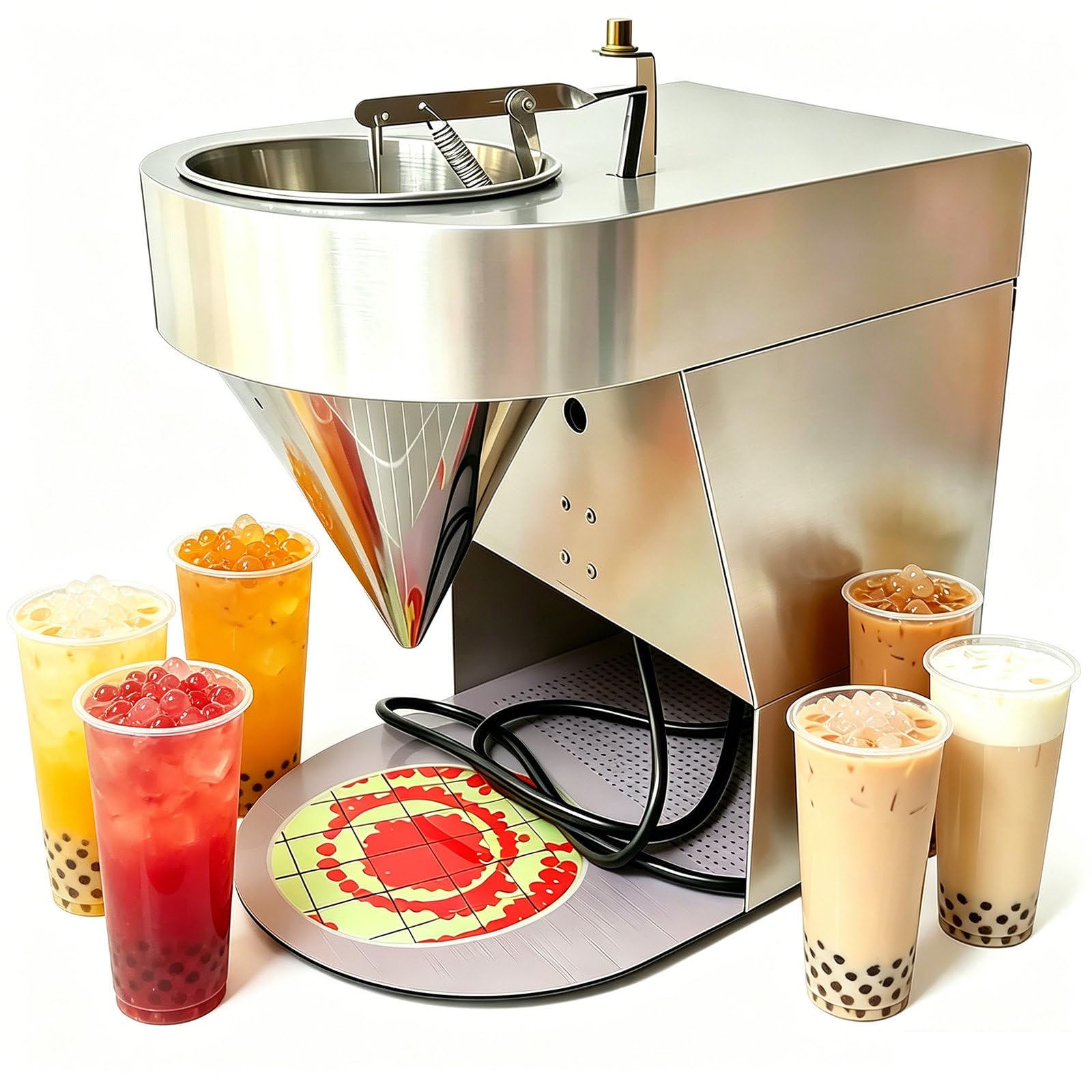 Commercial Popping Boba Making Machine 50kg/h, Automatic Pearl Ball Making Machine with Adjustable Size & Speed,Juice Ball Maker for Bubble Tea Shop, Smoothies, Frozens Yogurt, Dessert Topping
