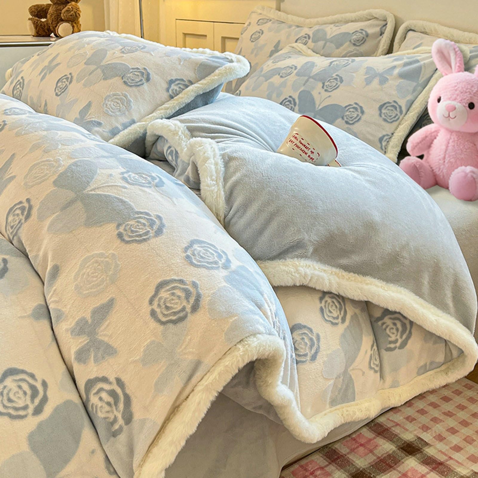 Housse de couette polaire 150x200 drap housse taie fleur papillon
