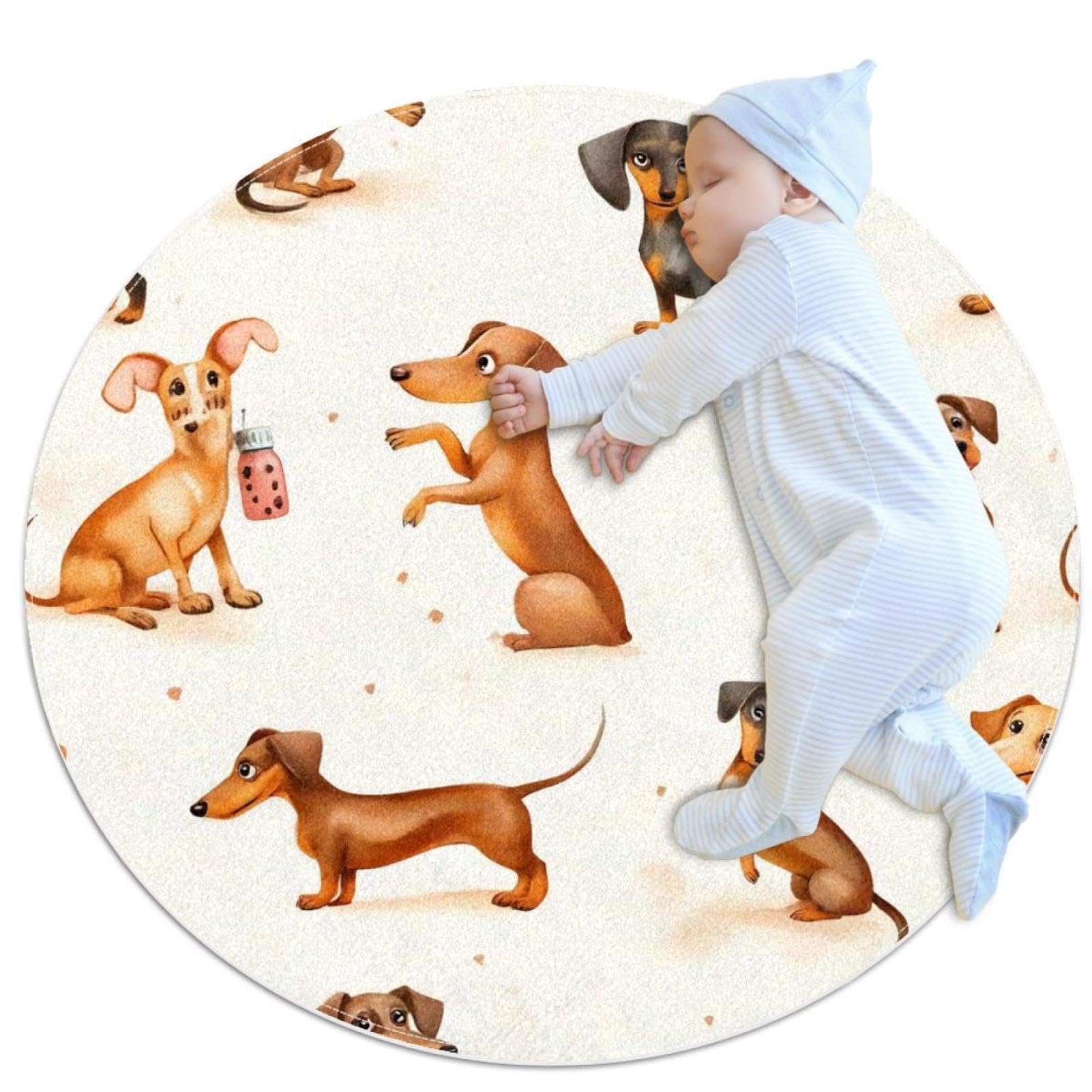 Tapis de salle de bain teckel aquarelle pour une chambre d'enfant douce