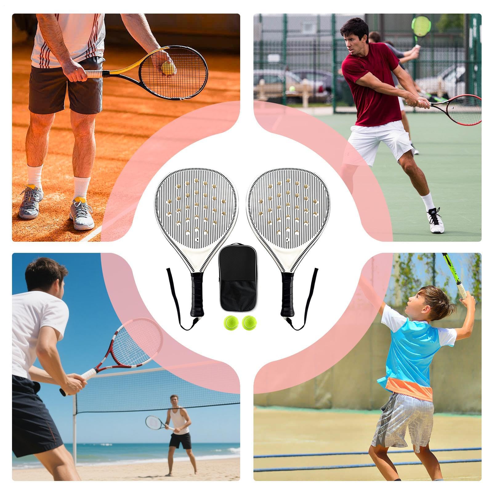 Paleta de Tenis Raqueta de Pádel | Raquetas con Agujeros de Flujo de Aire Optimizados para Principiantes Niños Juveniles Práctica Deportes Hombres Mujeres