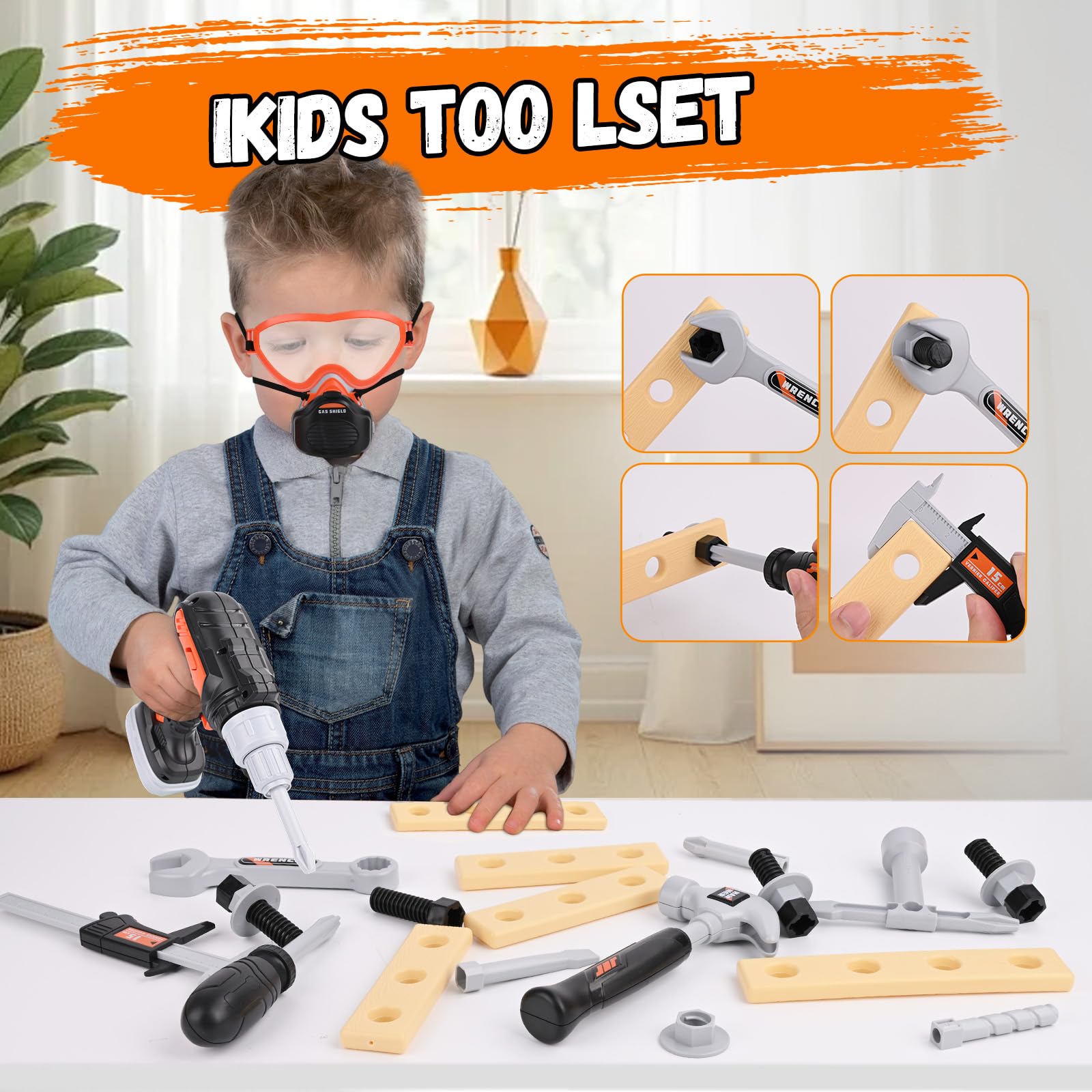 Cassetta Attrezzi Bambini, 32 Pezzi Cassetta Attrezzi Bambini, Valigetta Attrezzi Giocattolo Con Trapani elettrici e motoseghe, Giocattoli Costruzioni Educativi Giochi Per Bambini Dai 4 5 6 7 8 Anni