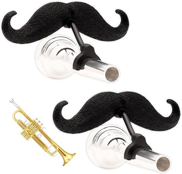 Brasstache Trumpet-stache XL - Clip-on Mustache for Trumpet or Mellophone Players 2-Pack, XL