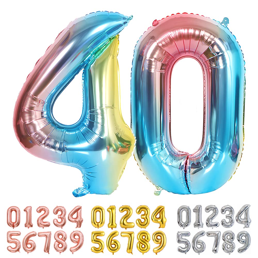 Foil Globo Número 5 Azul 40" (101cm), Inflable Helio o aire, Gigante Numeros 0-9, 10-19, 20-29, 30-100, Grande Globos Decoración para La Boda Aniversario y Cumpleaños Fiestas — view 232