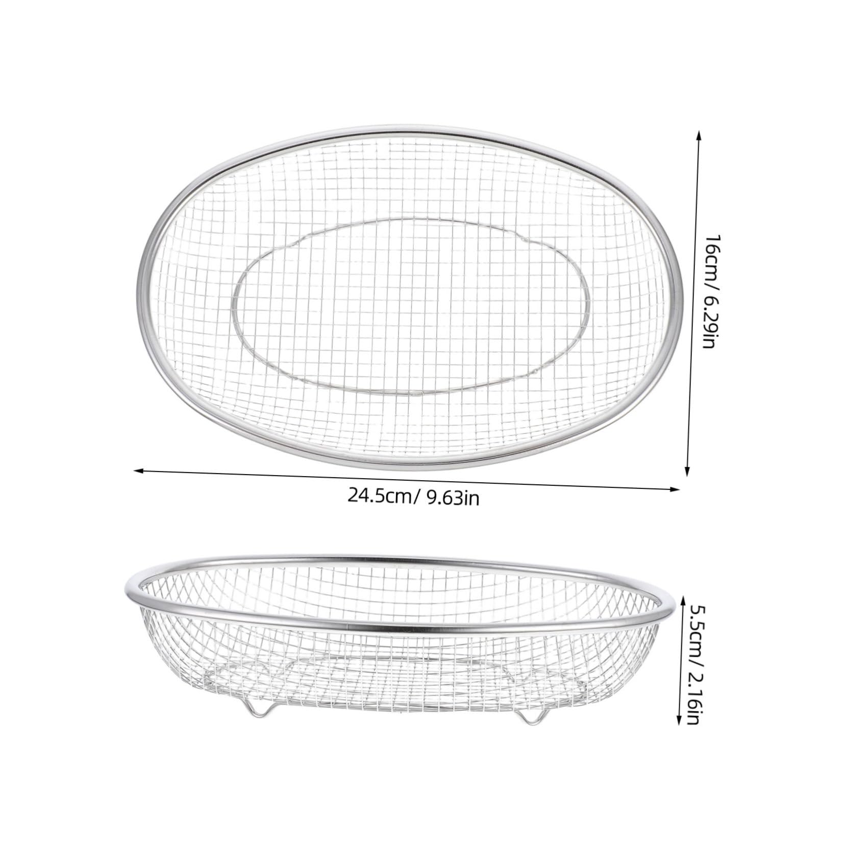 Stainless Steel Oval Basket Strainer Food Drainer for Bread Fruits and Vegetables Easy to Clean Space Saving Kitchen Storage Multi Purpose Stainless Steel