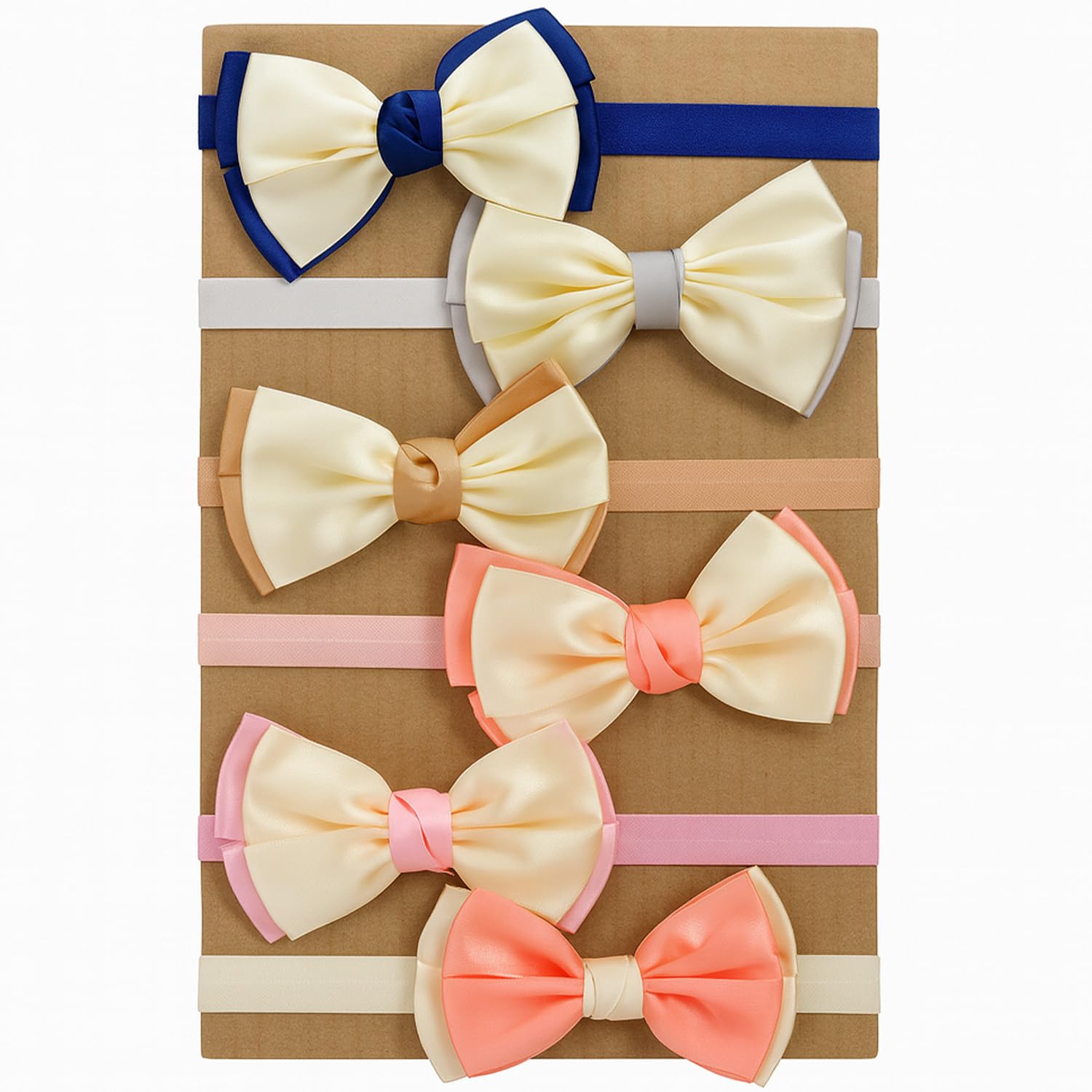 SYGA 6 Pcs Baby Headband Set for Girls–Soft Elastic Hair Bands with Dual-Tone Bow Design, Newborn Infant Toddler Hair Accessories for 0-3 Year (Design-12)-image-44