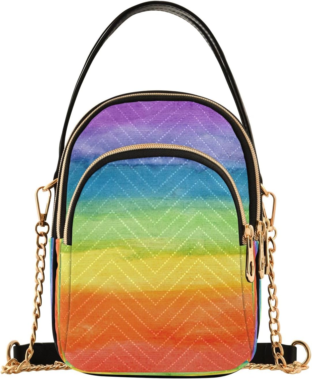 Unicorn Background with Rainbow Crossbody Handbags for Women Casual Leather Shoulder Phone Purse