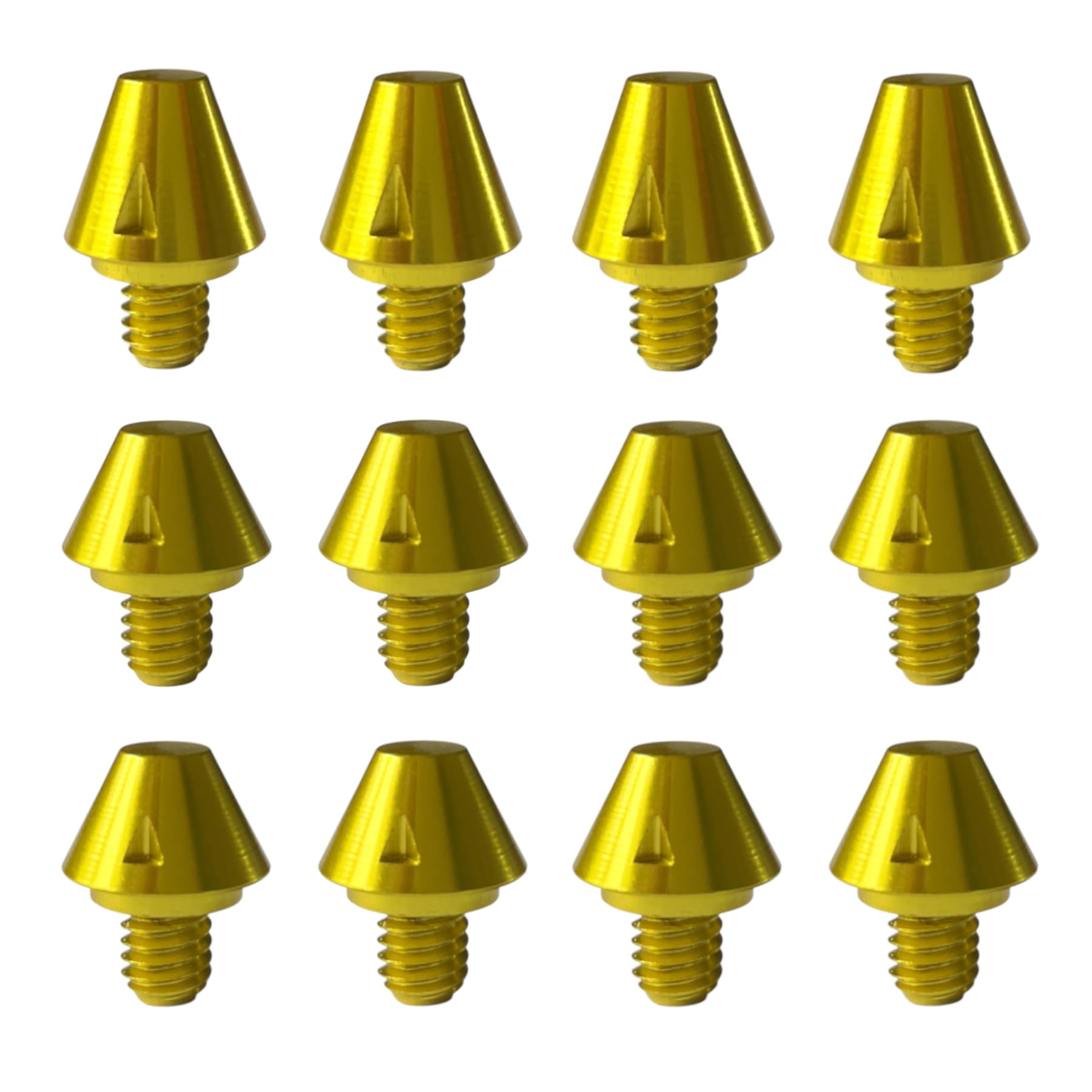 Replacement SG gold studs 6mm thread for Adidas football boots. Coloured metal cleats. Multiple pack sizes. Optional removal tool. Fits X Predator F50 Copa & more (12 pack (8x 8mm, 4x12mm))