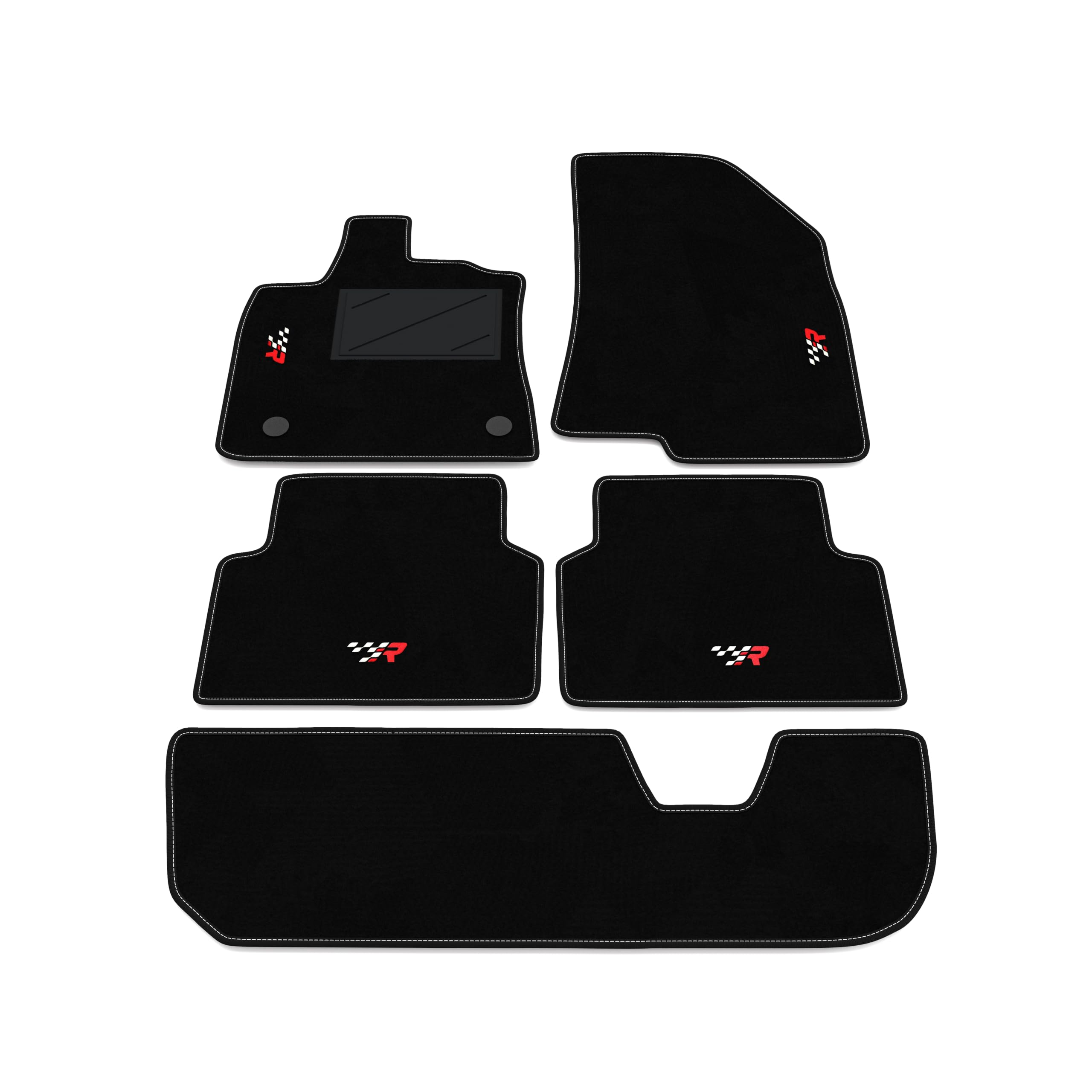 Kit de Alfombrillas compatibles con Dacia Jogger 7 plazas 2022-2026 | Alfombrillas a Medida de moqueta, Bordado R Racing, Alfombra a Medida