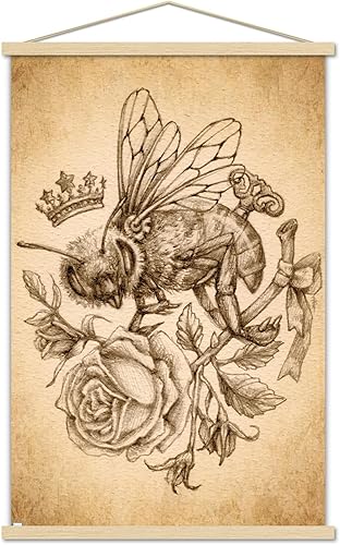 Miniatura 1 de Trends International Brigid Ashwood - Sepia Bee and Rose Wall Poster with Magnetic Frame
