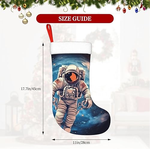 Miniatura 2 de Astronauta Planet Print Christmas Stockings with Plush Cuff Fireplace Hanging Xmas Stocking Christmas Decorations for Family Holiday Xmas Party New