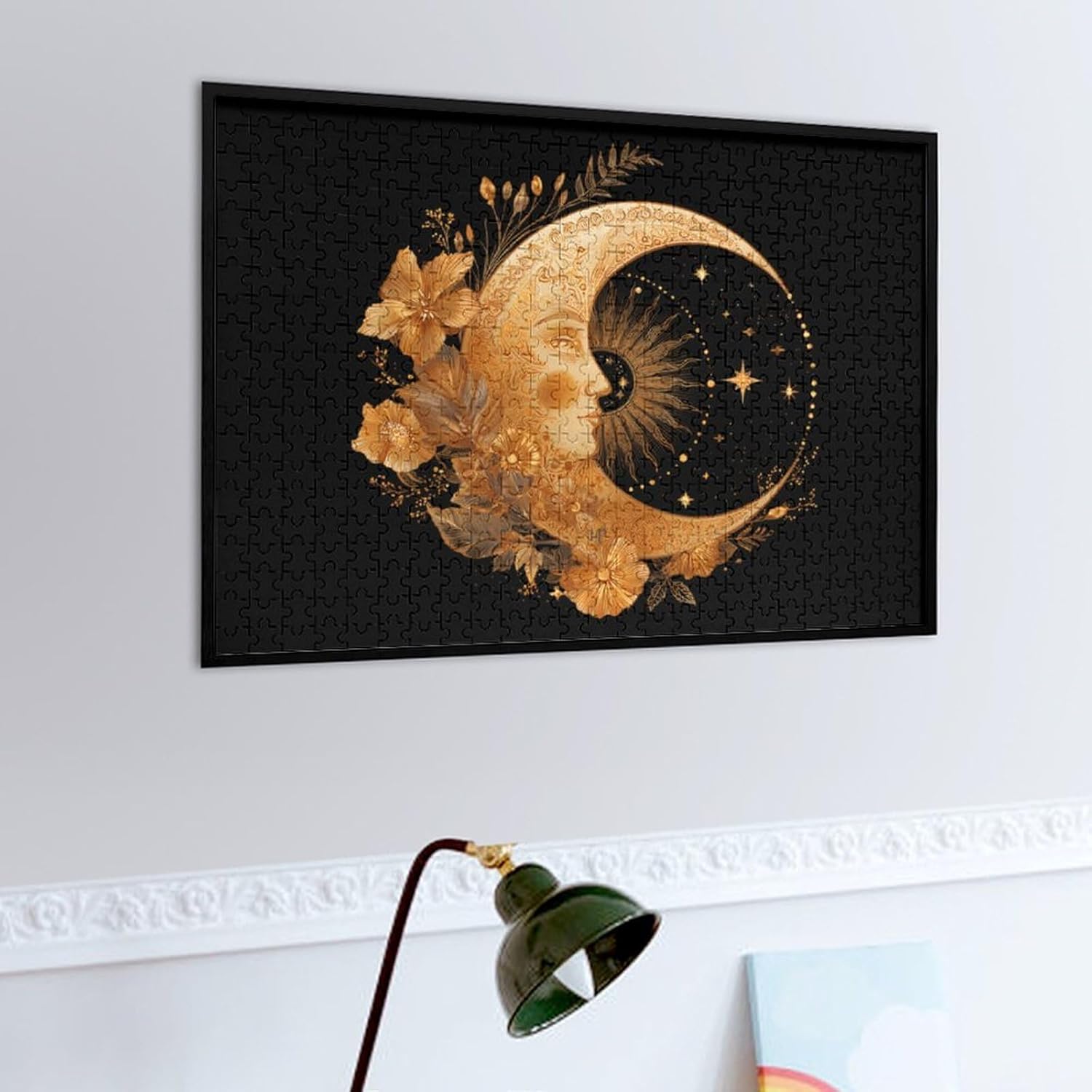 Sun and Moon Printed Puzzles for Adults 500 PCS Wooden Jigsaw Puzzle Wall Decor Christmas