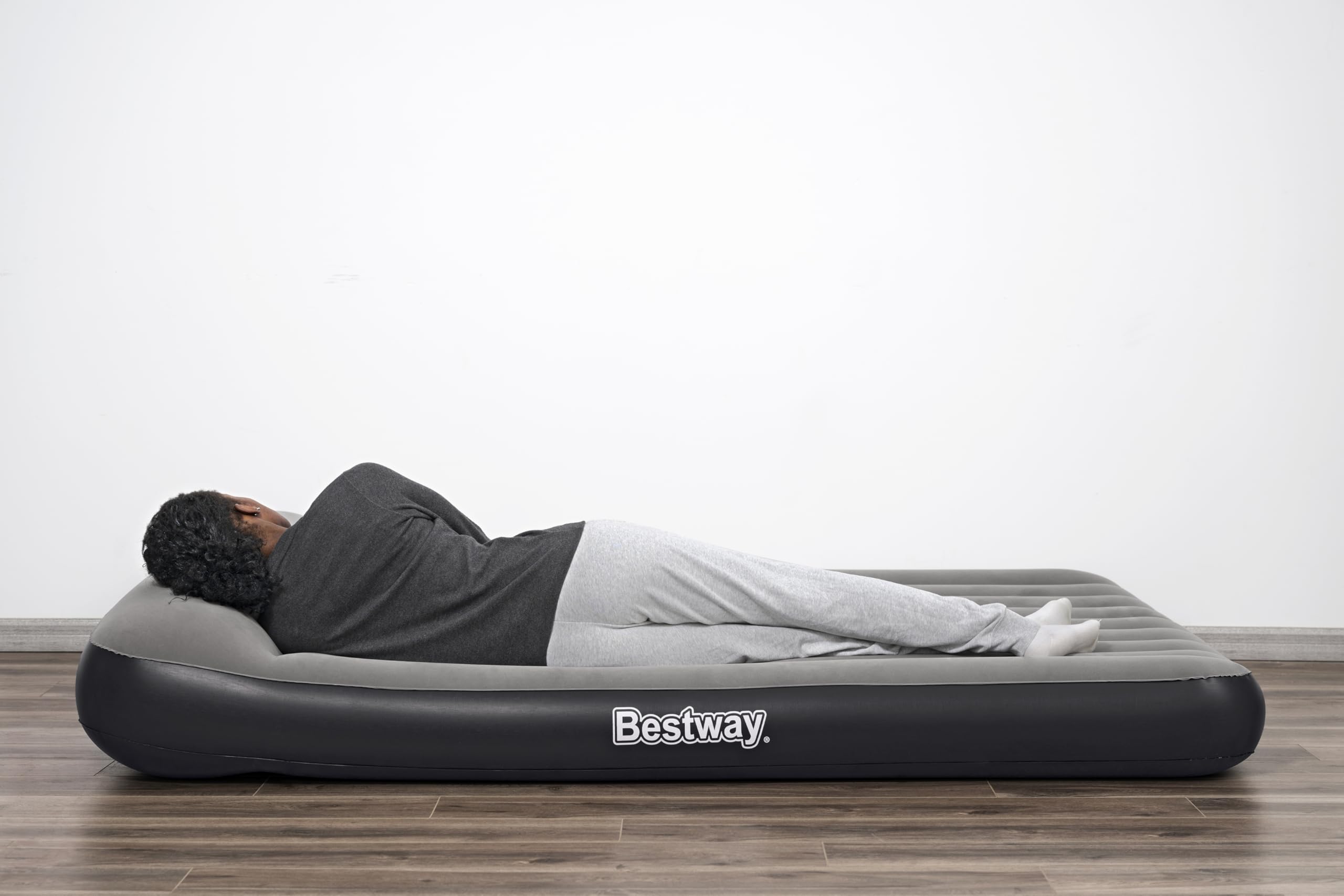 Bestway Matelas Gonflable 2 Places Queen Tritech avec Pompe USB intégrée - 203 cm x 152 cm x 30 cm - Gris/Noir