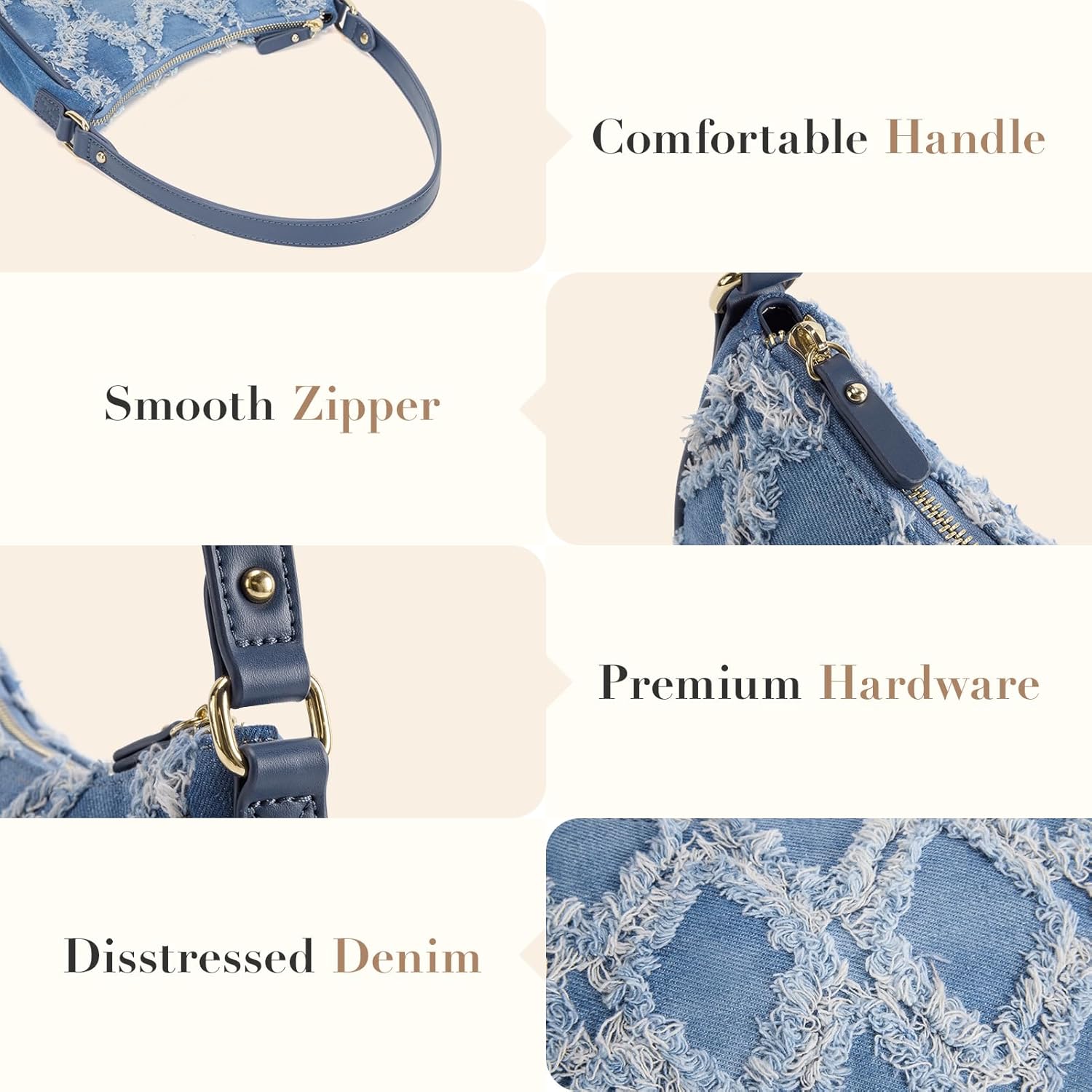 Missnine Shoulder Bag Purses for Women Small Handbags Mini Clutch Purse with Adjustable Strap Trendy Hobo Underarm Crescent - Image 4