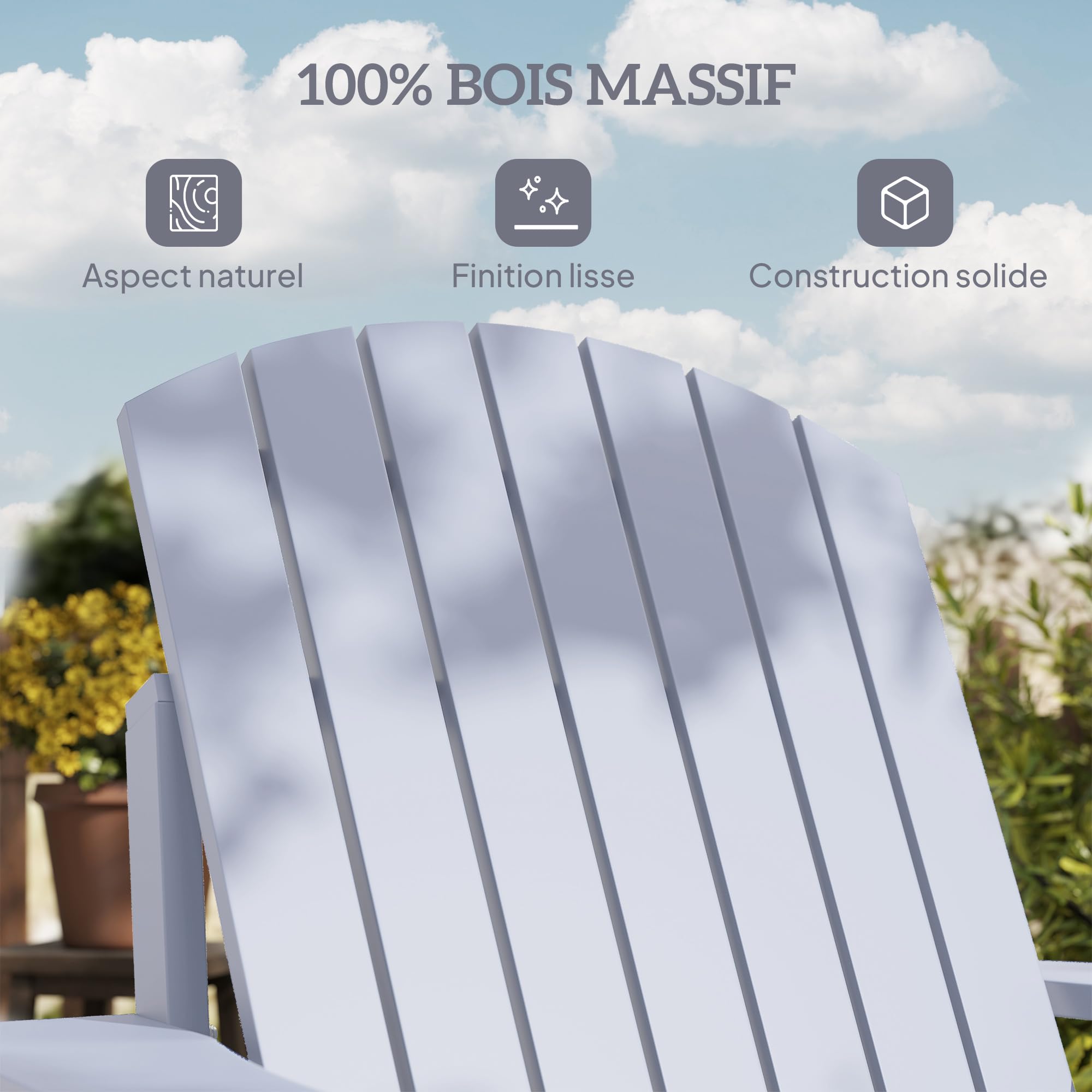 Outsunny Fauteuil de Jardin Adirondack Grand Confort Porte-gobelet intégré Bois de Sapin traité Peint Gris