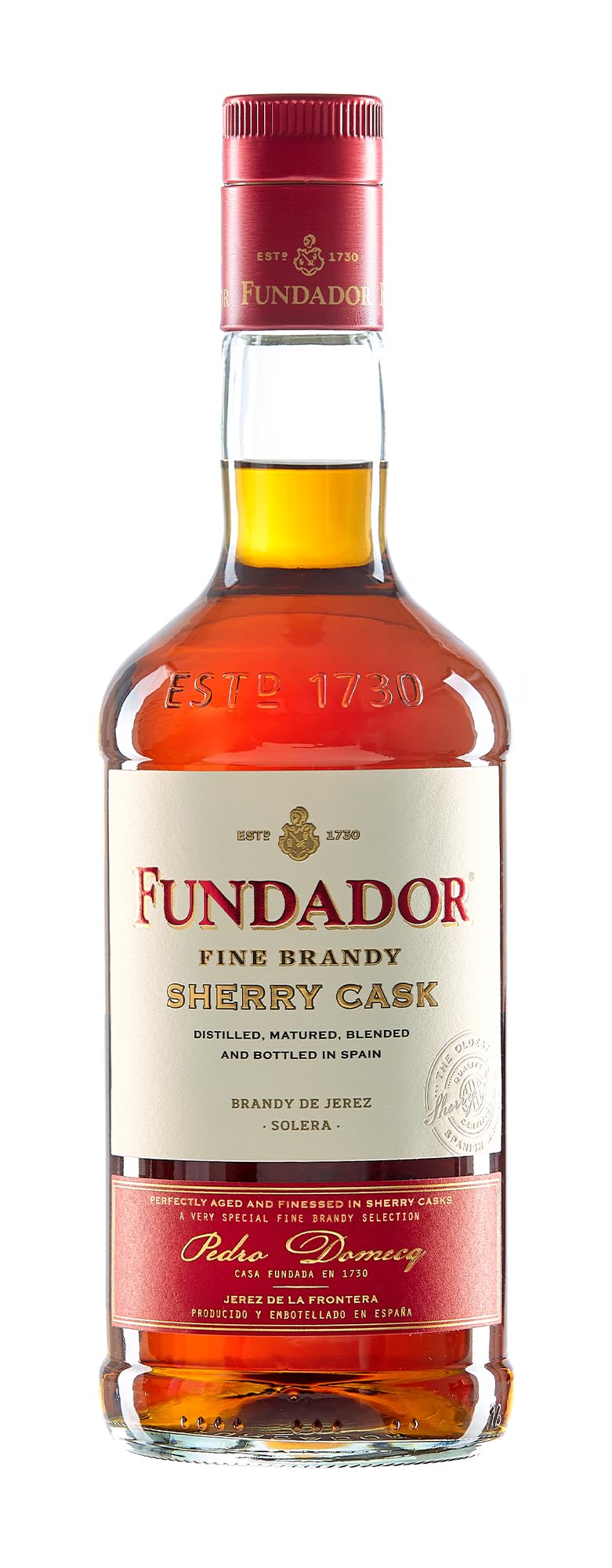 Fundador Sherry Cask Solera Brandy 1ltr | The Legacy of 150 Years of Craftsmanship | Harmonious and Smooth, Wine-infused Spanish Brandy | 36% vol