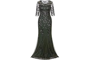 ikerenwedding 2/3 Sleeve Sparkly Wedding Dress