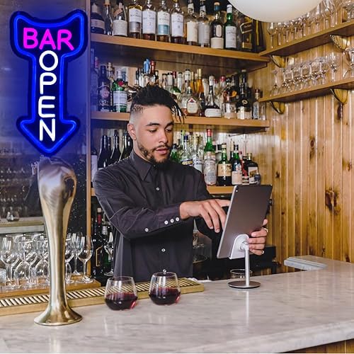Miniatura 5 de Letrero de neón con flecha abierta para bar, club, cerveza, restaurante, decoración para ocasiones de negocios, decoración (barra azul con flecha