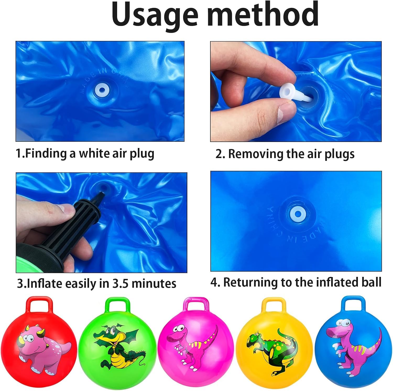 Toyshine 65cm Hopper Ball for Kids Ages 6+ Inflatable Hopping Balls Jumping Therapy Ball Toys Sit and Bounce Ball with Handle - Blue - Image 4 thumbnail