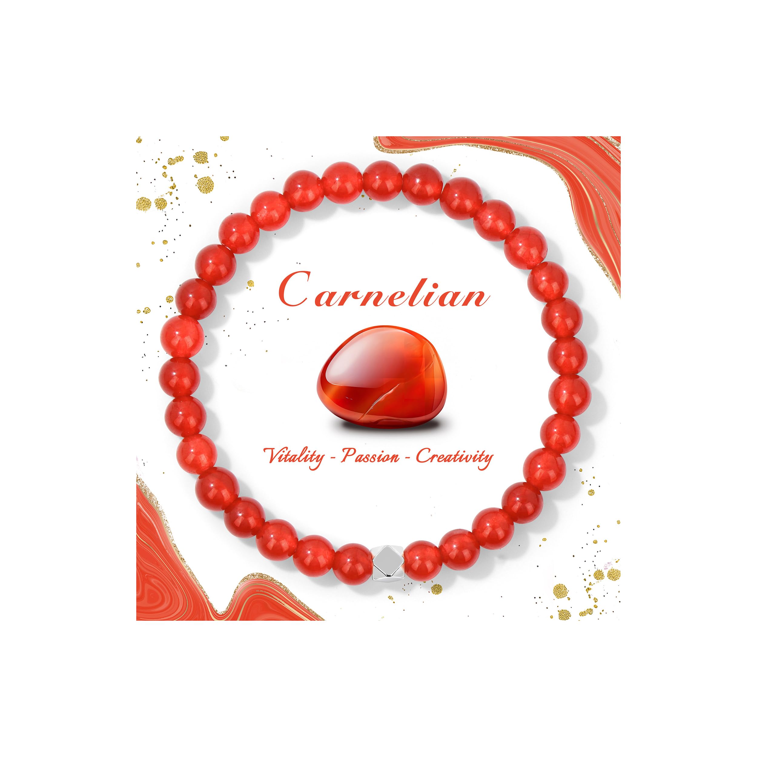 Raicegs 4 6 8MM Beaded Bracelets Healing Crystal Bracelet for Women Men Natural Stone Handmade Stretch Bracelet Reiki Spiritual Jewelry