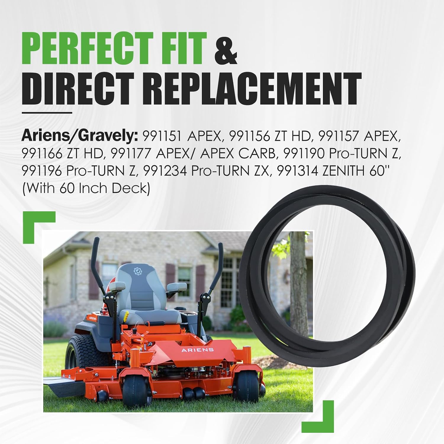 07200817 Mower Deck Belt Fit for Ariens Gravely ZT HD Pro Turn Z 60'' Deck 991151 991157 991177 991190 991196 991234 991314 (5/8", 137-1/2")