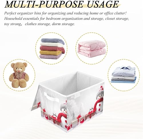 Miniatura 7 de Muñeco de nieve de invierno de Navidad (11) contenedores plegables para ropa, contenedores de almacenamiento de tela con asa reforzada, contenedores