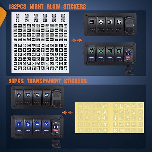 Miniatura 3 de Nilight Caja de interruptores basculantes de 4 bandas de 12 V SPST interruptor de encendido y apagado PD tipo C y QC 30 cargador USB voltímetro de