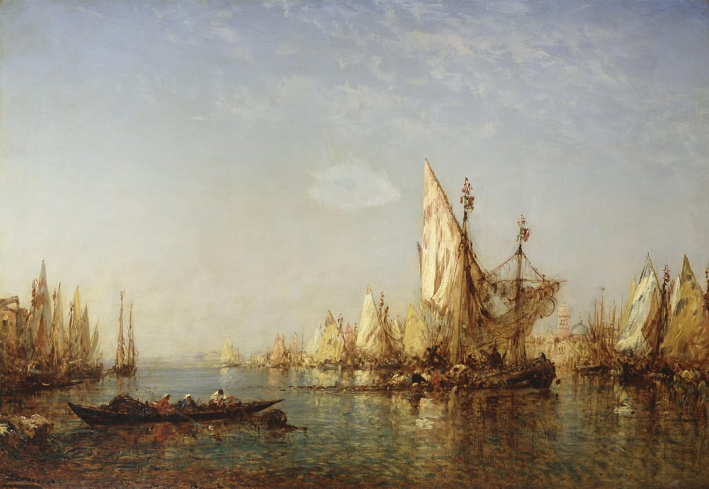 ARTXLXXBN Famous Painting Art Wall Decor Abstract Art Picture Shipping on the Grand Canal Venice by Félix Ziem Animal Pictures for Home Decor 60x90cm