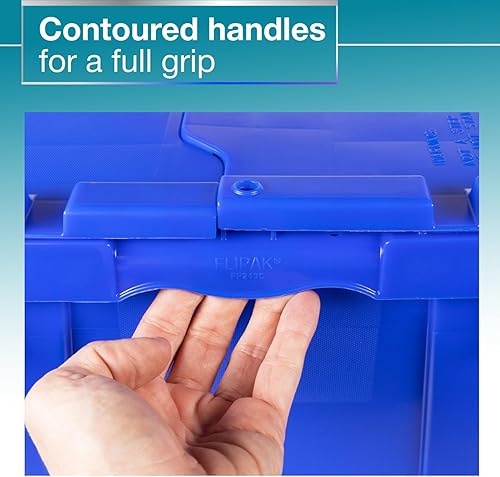 Miniatura 7 de IDL Packaging Bolsa de plástico industrial de 14 galones con tapas con bisagras, color azul, paquete de 3, contenedor grande de 22 pulgadas de largo