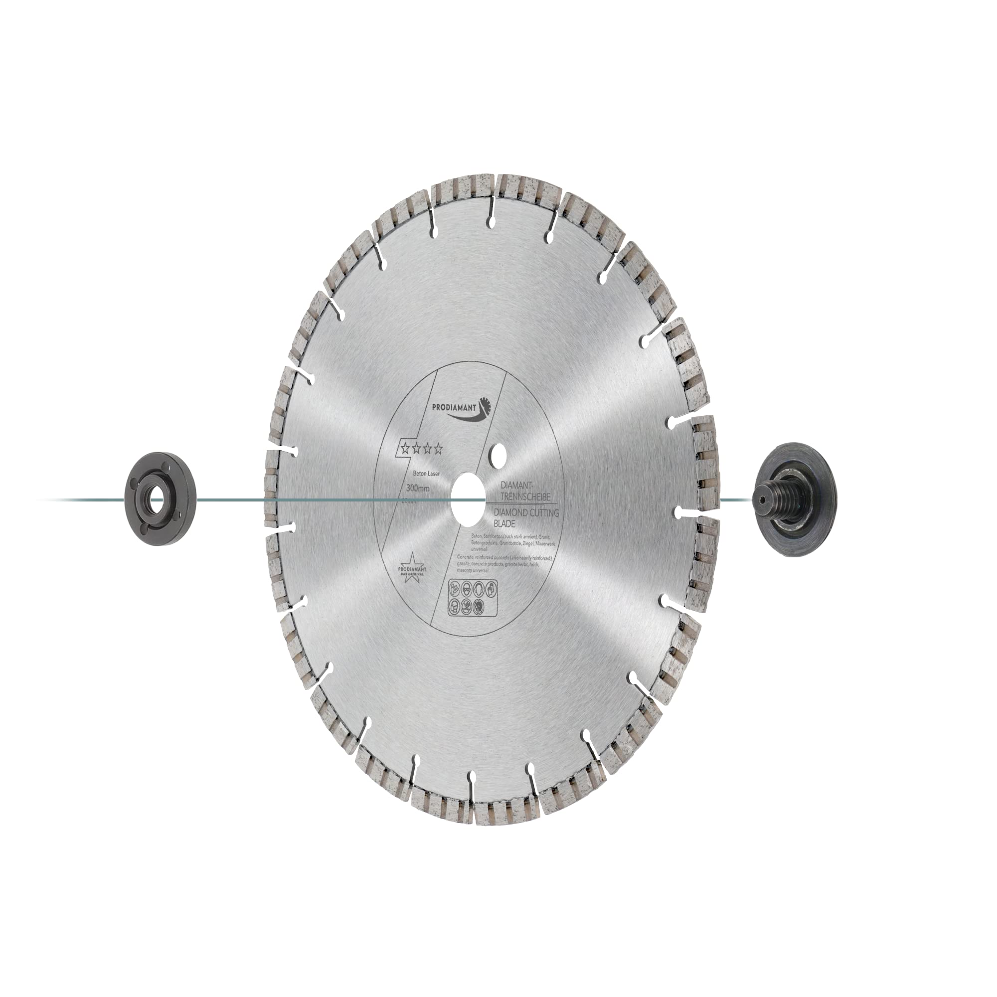 PRODIAMANT Disco de corte de diamante premium para hormigón láser 300 mm x 20 mm Disco de corte de diamante soldado por láser