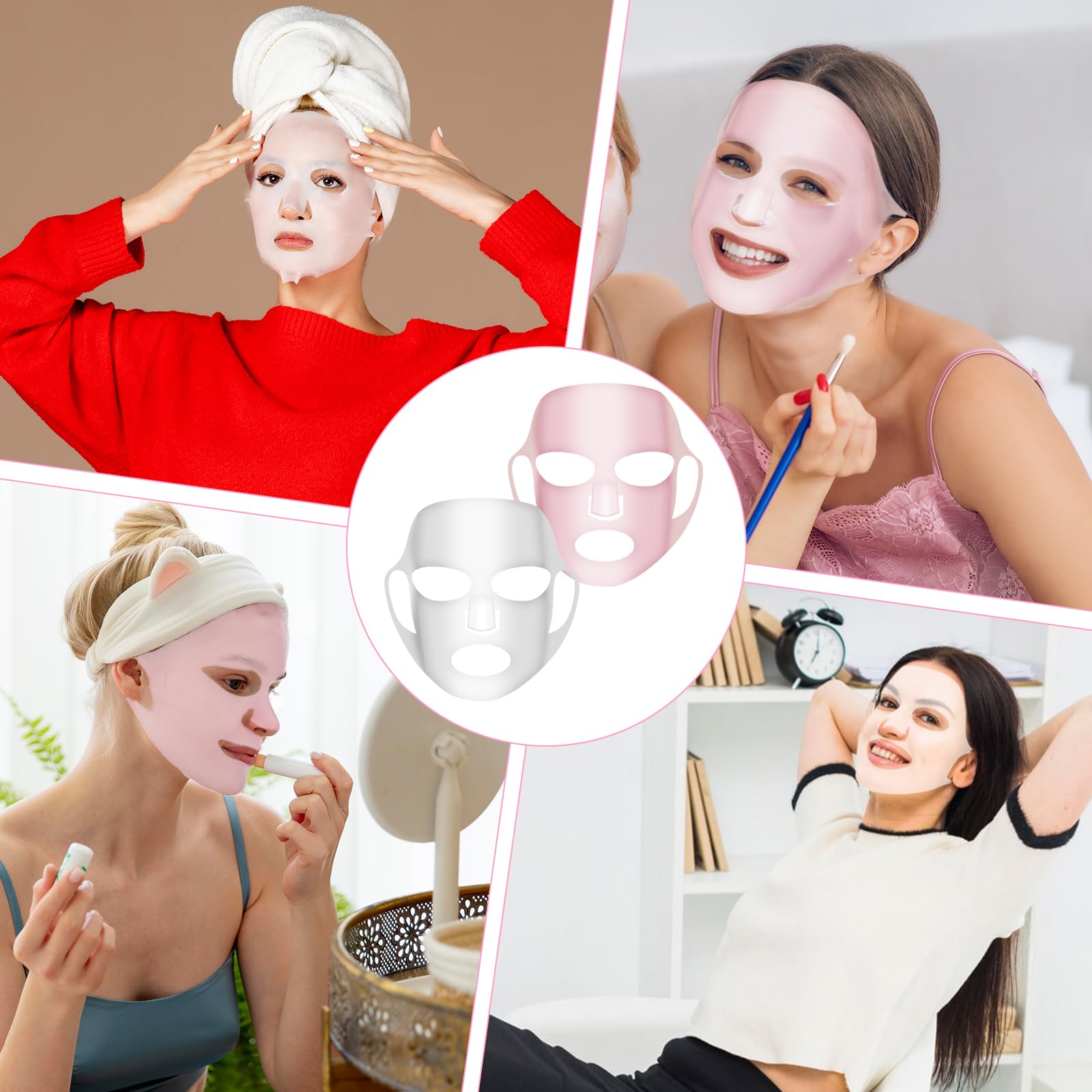 Qianyu 2 fogli copertura maschera facciale silicone riutilizzabile vapore viso idratante impermeabile 3D anti-rughe