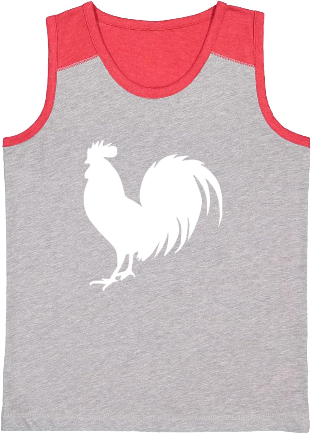 Rooster Silhouette - Farm Animal Youth Contrast Back Tank Top