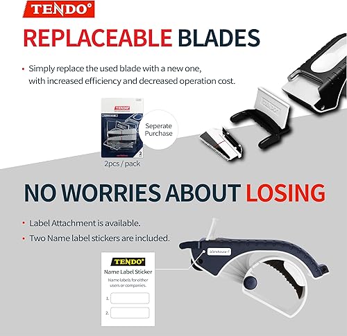 Miniatura 8 de Dispensador de cinta de envío resistente TENDO Premium Line - Dispensador de piezas maestras de 2 pulgadas reutilizable, reemplazable y ecológico