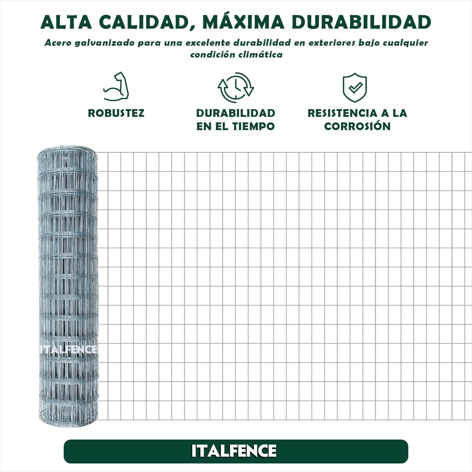 Malla para cercado Ø1,80mm, electrosoldada galvanizada, 25m [125cm]