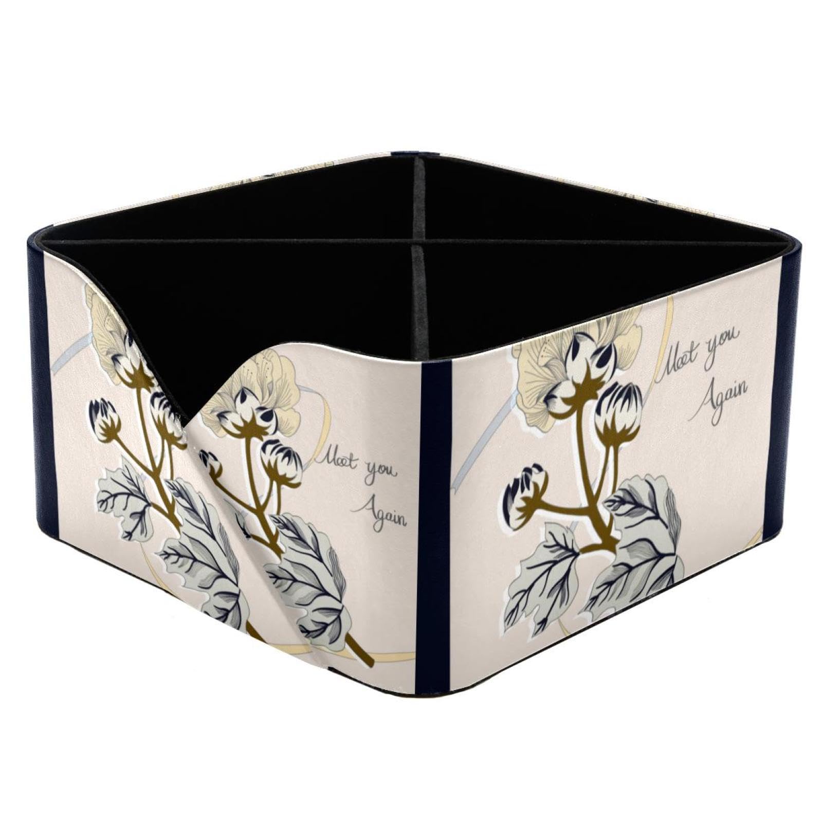 Porte-stylos rectangulaire à motif feuille et double compartiment pour bureau