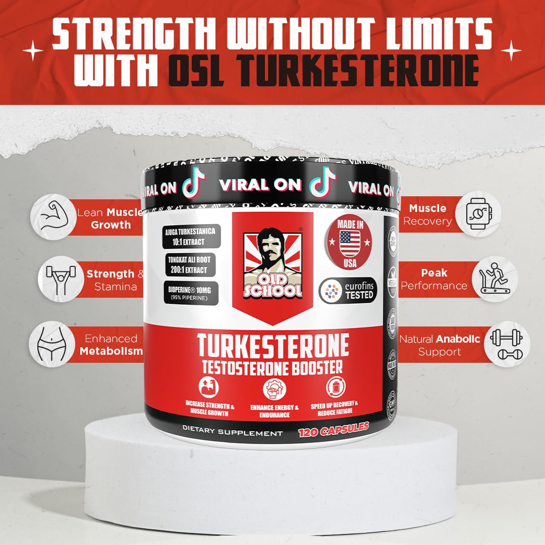 Old School Labs Testosterone Supplement for Men – Turkesterone, 120 Caps — Amazon image 2