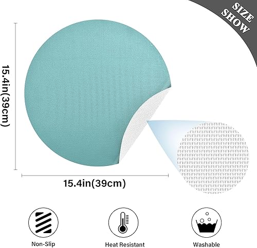 Miniatura 4 de Cadet Blue - Manteles individuales redondos, manteles individuales circulares, manteles individuales grandes de poliéster de PVC, tapetes de