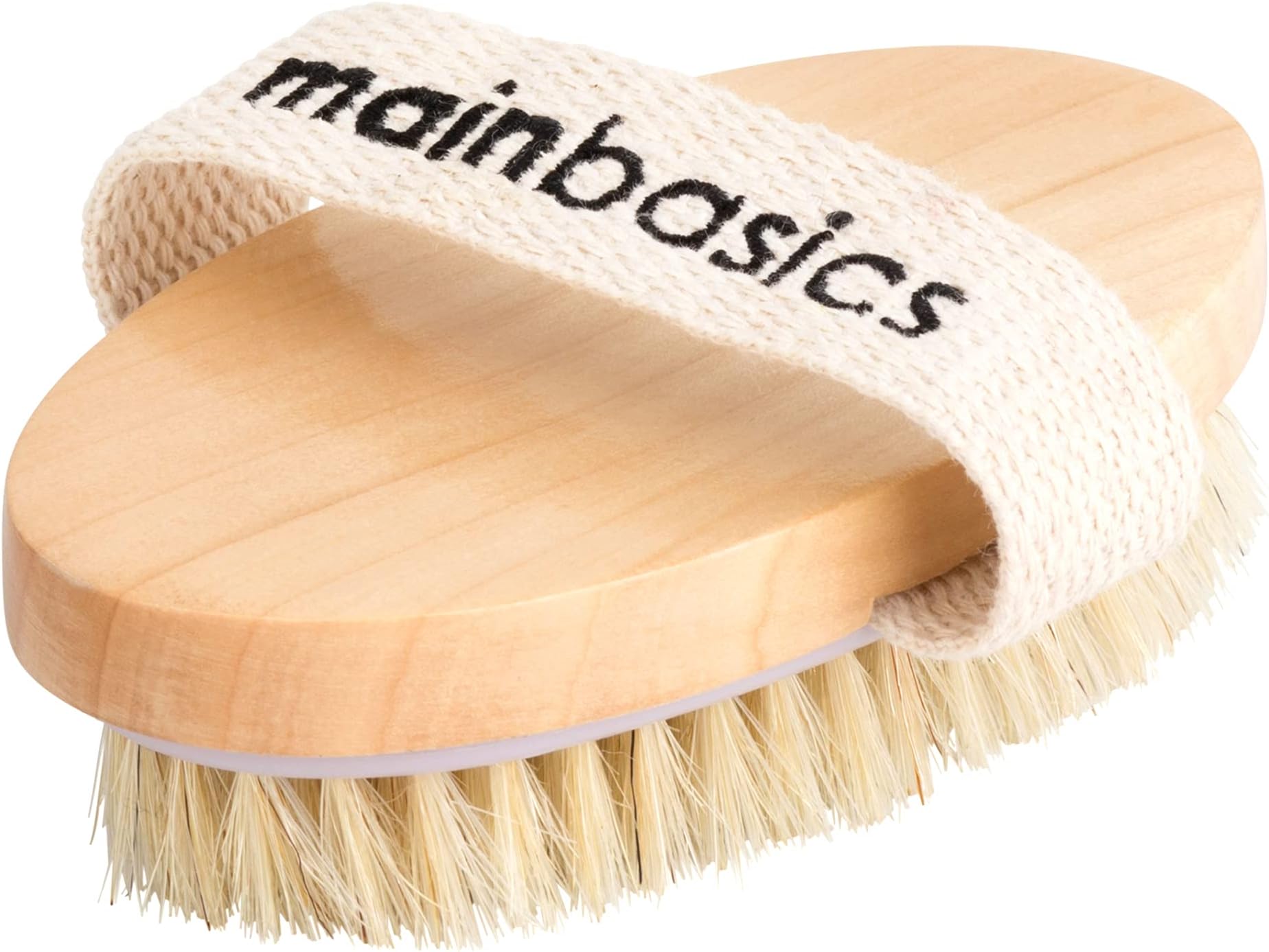 MainBasics Oval Dry Brushing Body Brush ââ‚¬â€œ Exfoliating Body Scrub Brush with Boar Bristles Stimulates Lymphatic Drainage and Removes Dead Cells for Glowing Skin, 5 x 2.5 in
