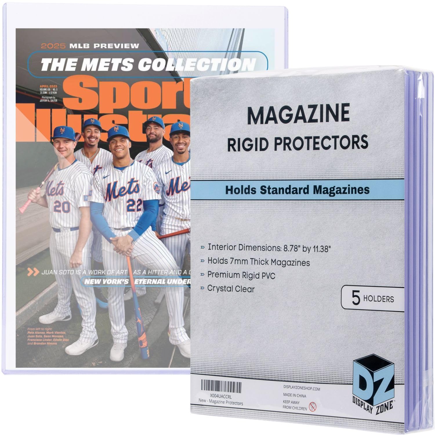 Photo 1 of (5 Count) Display Zone 9x11.5 Magazine Topload Holder - Premium Crystal Clear PVC Sleeves - 7mm Thick Plastic Display Covers - Archival Top Loaders for Standard Magazine Collectors