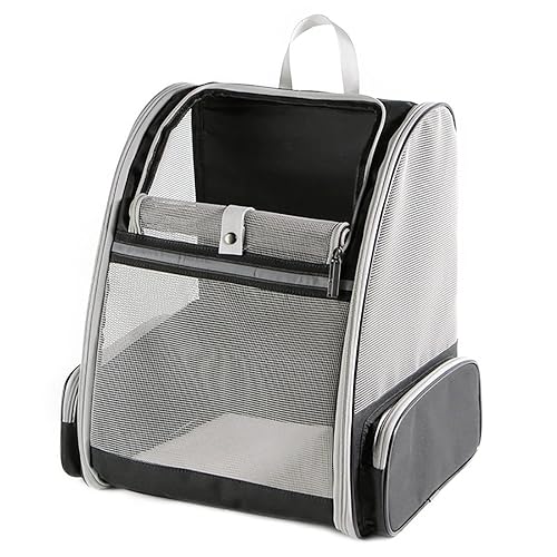 Large Cat Carrier Backpack, Pet Backpack Carrier for Small Dog Up to 16 Pounds, Breathable Vented Design Backpack for Travelling and Hiking Outdoor, Black… - Black