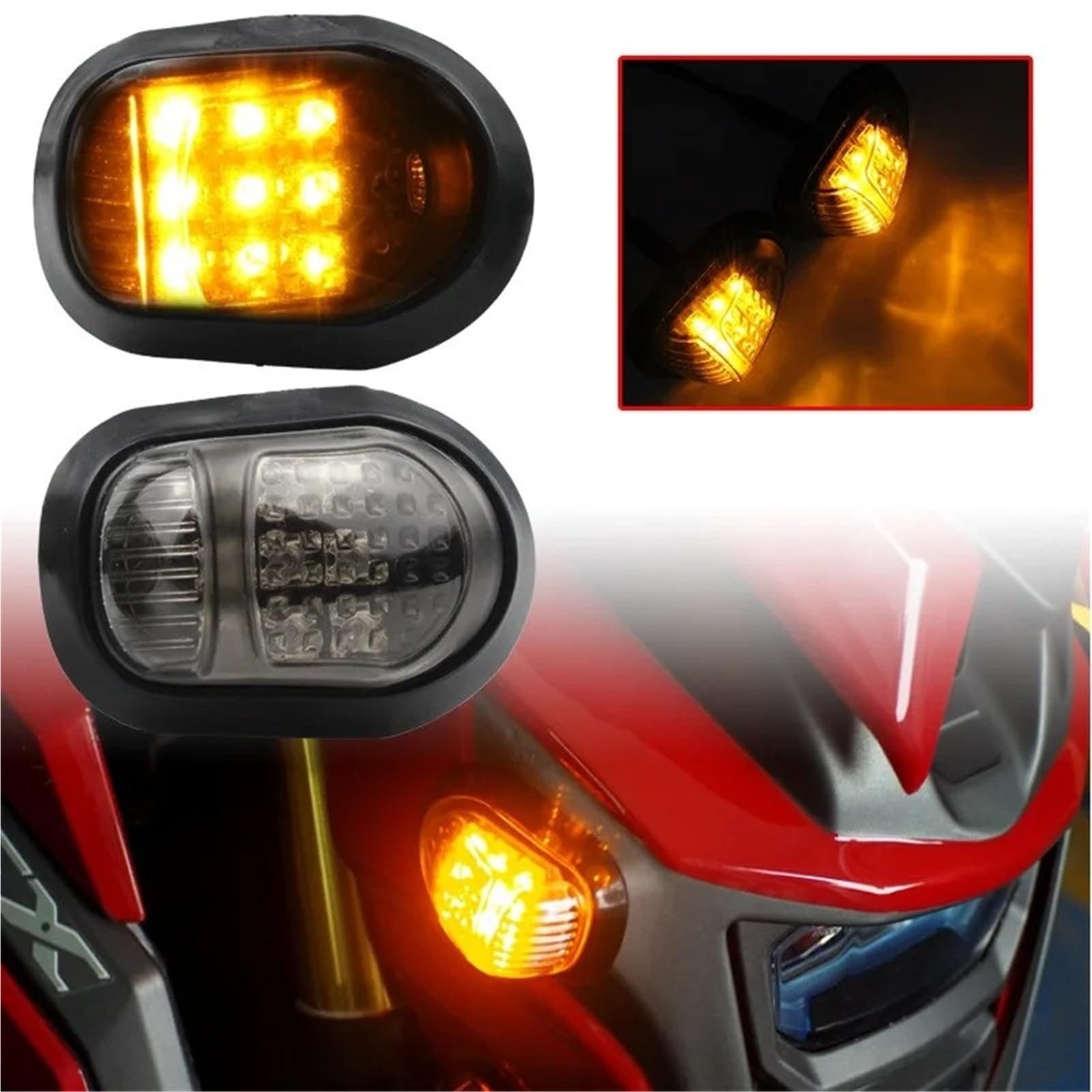 Pomarańczowe kierunkowskazy motocyklowe, kierunkowskazy motocyklowe, żółte kierunkowskazy, piranha