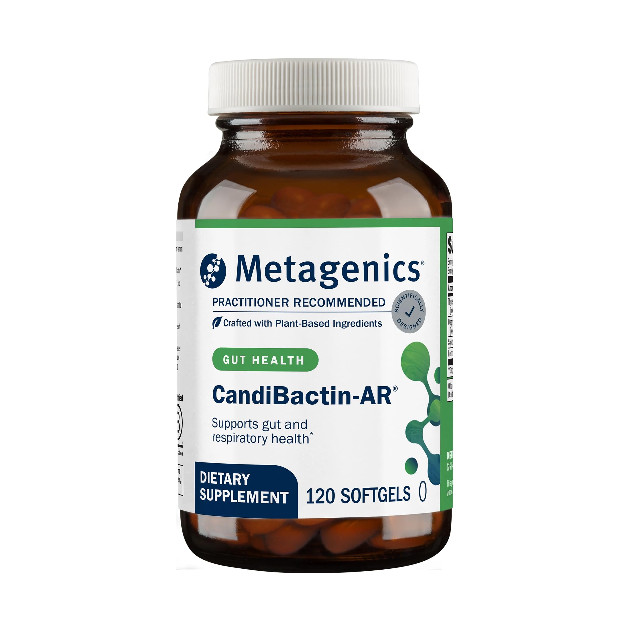 Metagenics CandiBactin-AR, suplemento fitoterápico com óleos essenciais de orégano e tomilho, 120 cápsulas gelatinosas