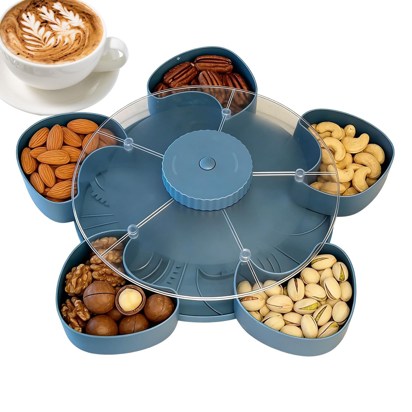 Bandeja de servir con múltiples compartimentos Recipiente Giratorio para | Bandejas de servir para con base antideslizante para Cocina, Viajes, Mesa, Salsas y Aperitivos