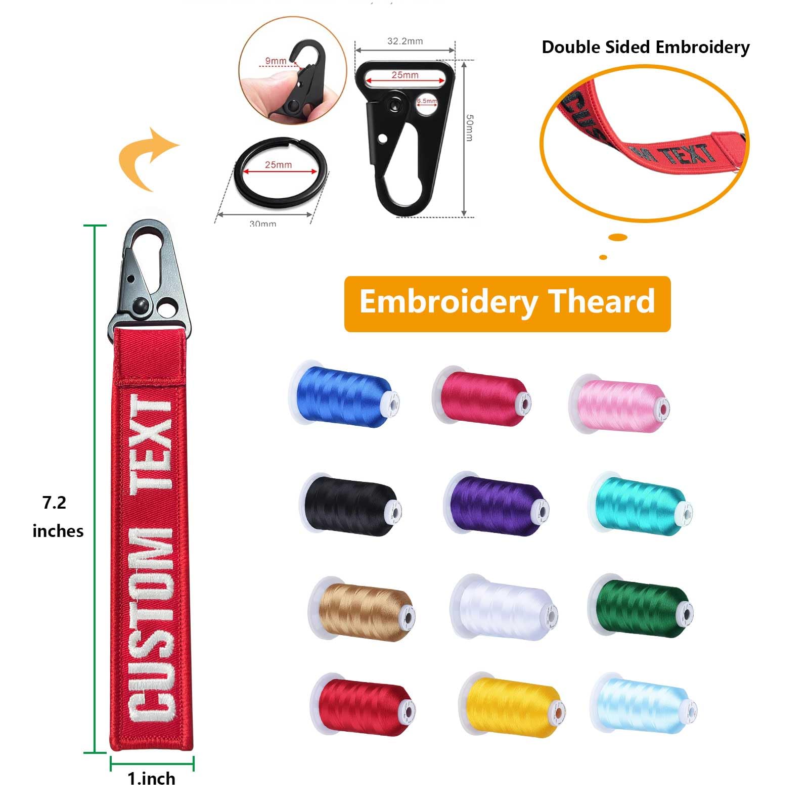 Graceful life Personalized keychain, custom name number tag, Fob key ring accessories, embroidery motorcycle key tag for luggage?crate?belt?gear?keyring