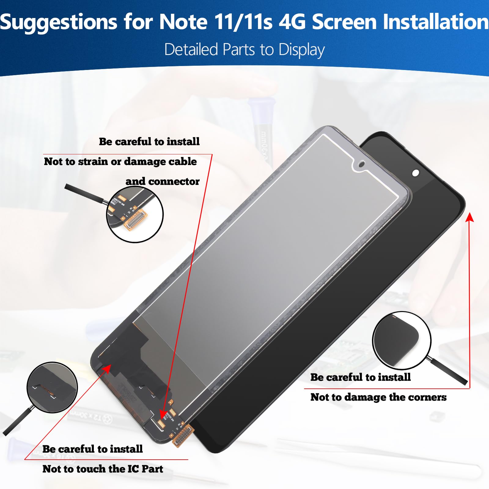 LCD Schermo per Redmi Note 11S 4G 2201117SG 2201117SI Display Touchscreen di Sostituzione del display per Xiaomi Redmi Note 11 2201117TG 2201117TI 2201117TY LCD con Strumenti di Riparazione(Nero)