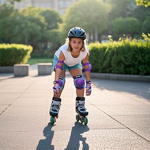 Miniatura 20 de Rodilleras para niños/jóvenes, coderas, muñequeras 3 en 1, juego de protección, para patines de 3 a 15 años, ciclismo, patinaje en línea, monopatín