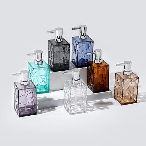 Miniatura 5 de Juego de dispensador de jabón de manos, botellas de plástico acrílico transparente, dispensador de loción recargable para decoración de baño,