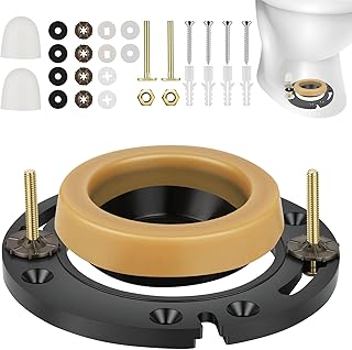Standard Toilet Wax Ring Replacement Kit, Durable Toilet Flange Repair Kit with Regular Wax Seal and Solid Brass Bolts, Universal Fit for 3-Inch and 4-Inch Waste Lines, Complete Bathroom Setup