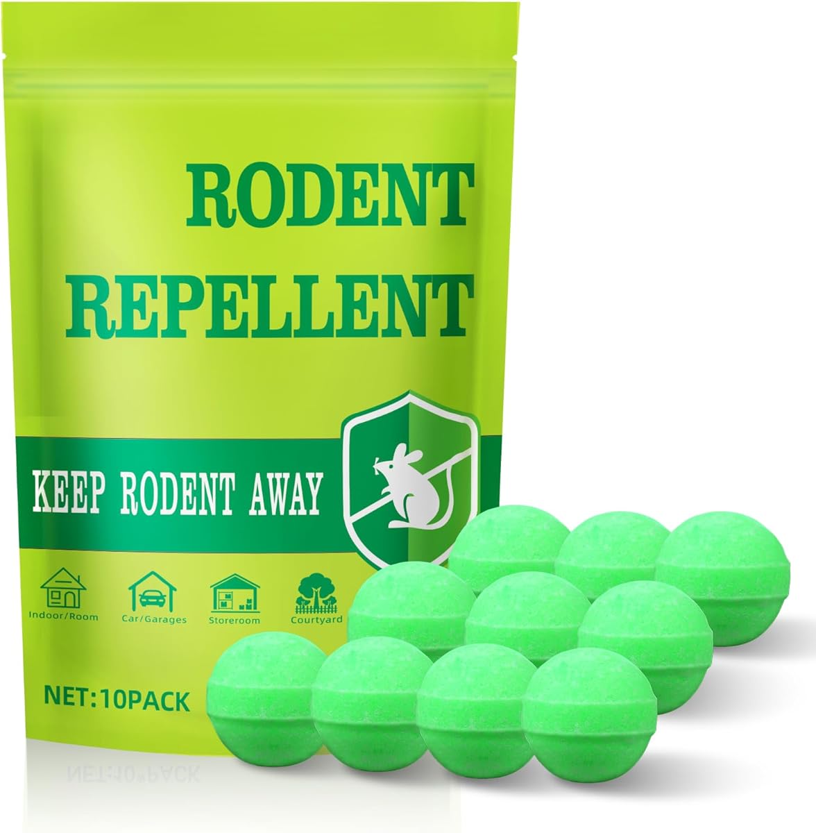 Rat & Mouse Repellent, Natural Peppermint Oil Rodent Repellent for Indoor & Outdoor Use, Pest Control Balls Effective Against Mice, Rats, Mosquitoes, Spiders, Cockroaches 10P